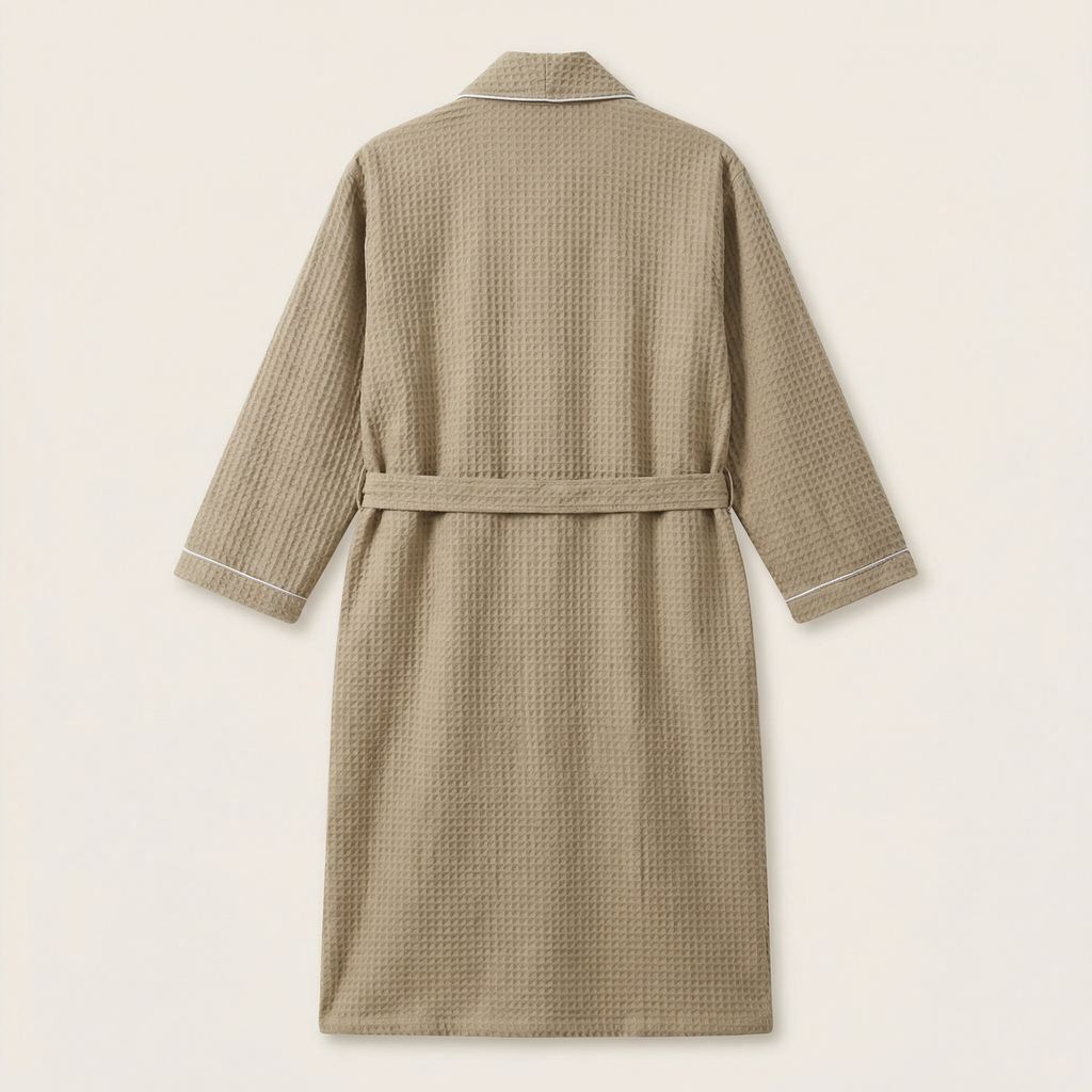 Peignoir Nid d'Abeille Long Minimaliste en Coton