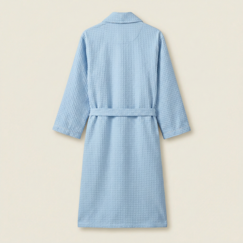 Peignoir Nid d'Abeille Long Minimaliste en Coton