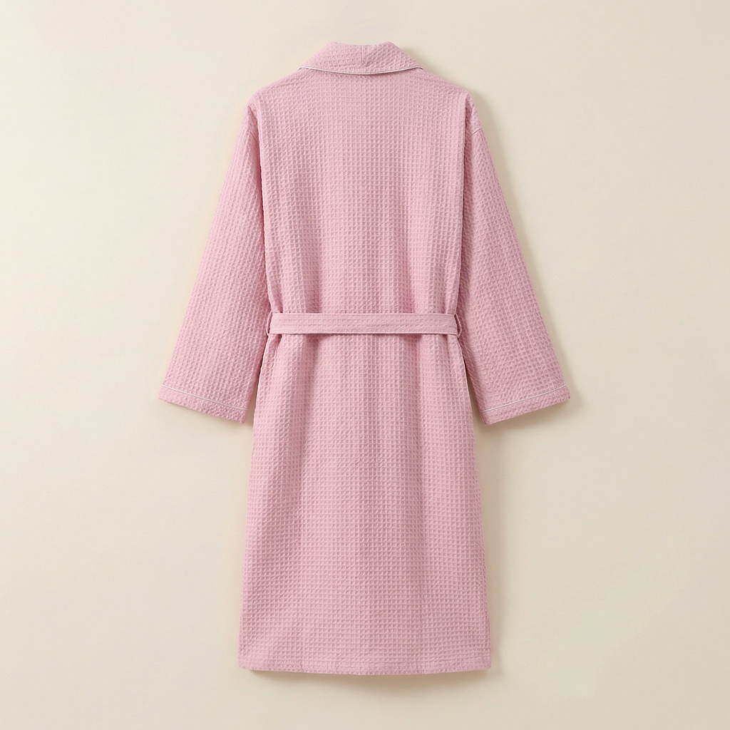 Peignoir Nid d'Abeille Long Minimaliste en Coton