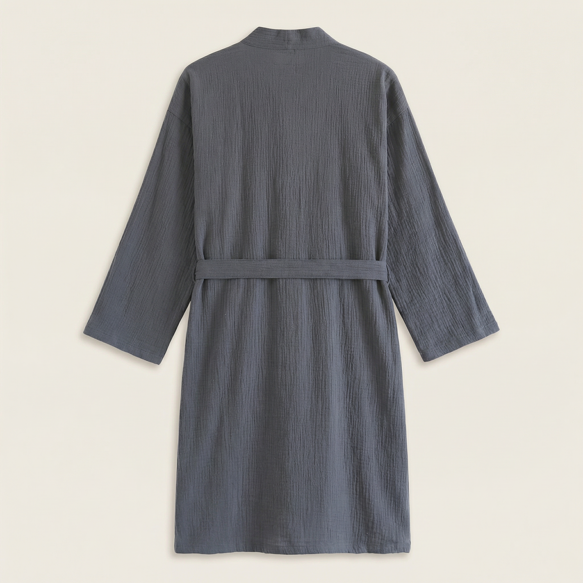 Peignoir Homme Coton Gaufré Coupe Kimono Gris