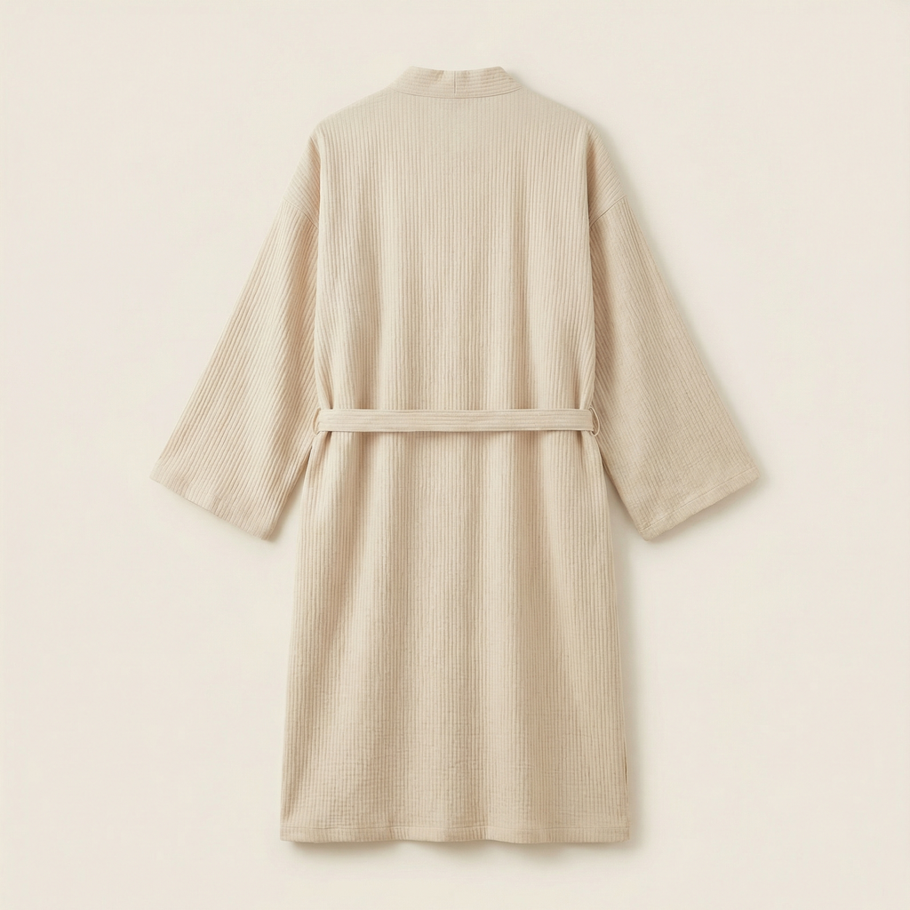 Peignoir Kimono Femme en Coton Effet Froissé
