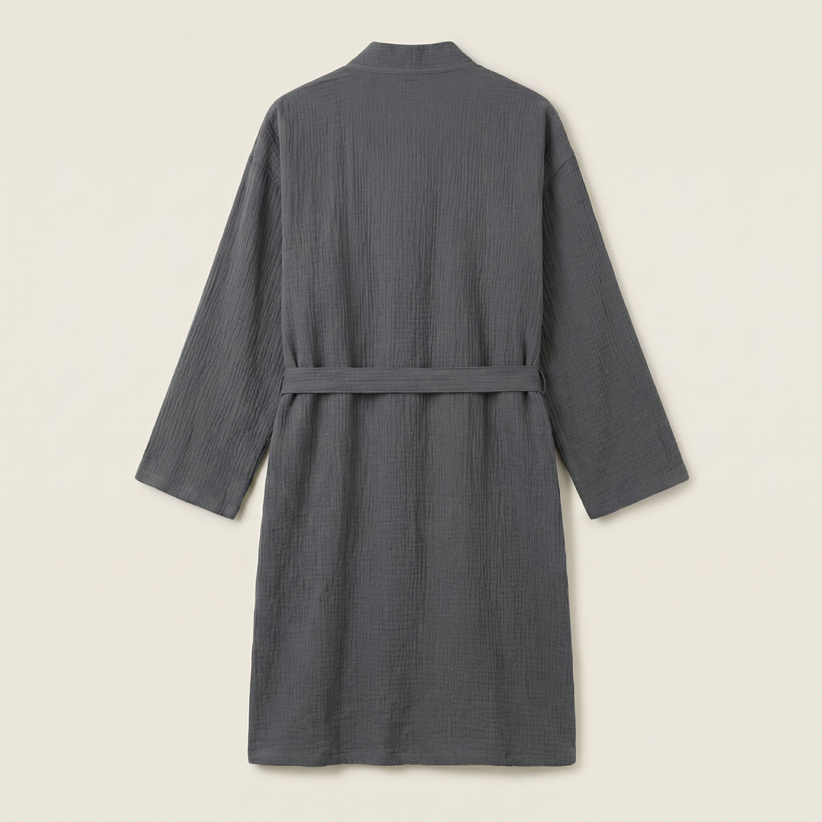 Peignoir Kimono Femme en Coton Effet Froissé