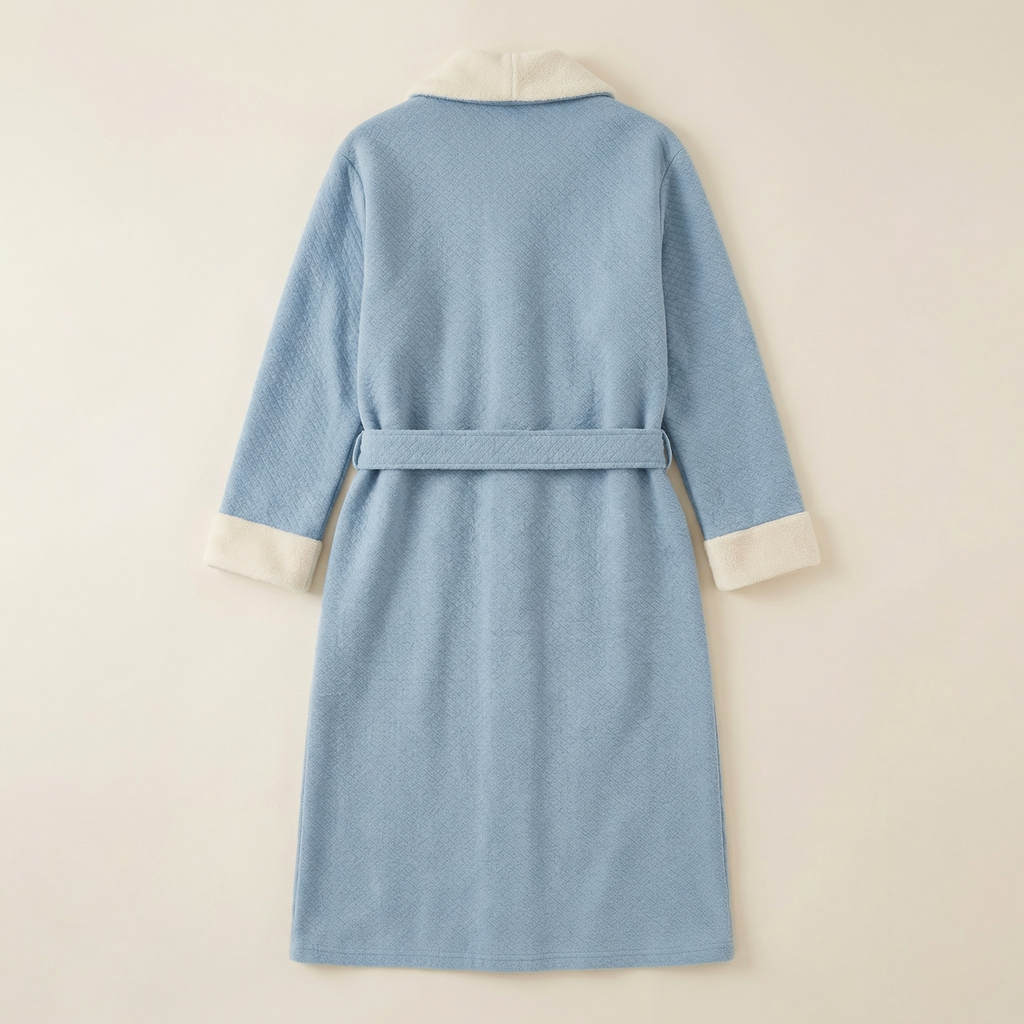 Peignoir Long Bicolore Col Châle Épais