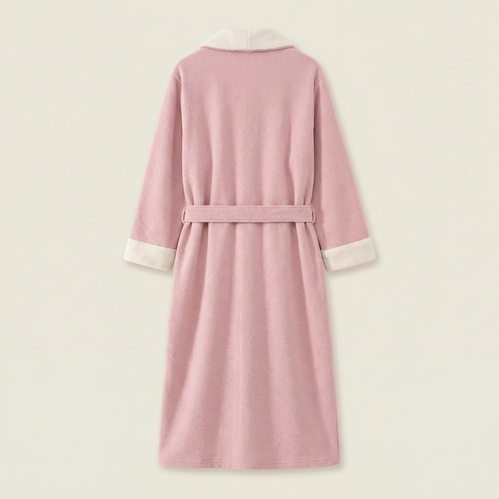 Peignoir Long Bicolore Col Châle Épais