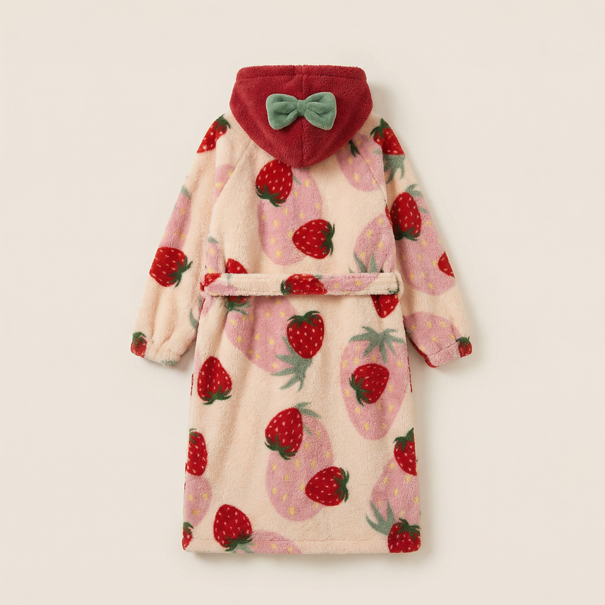 Peignoir Plaid Femme Brodé Fraise