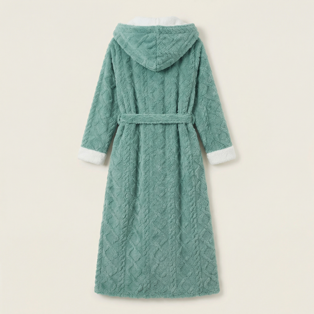 Peignoir Plaid Femme à Capuche Ultra-Long
