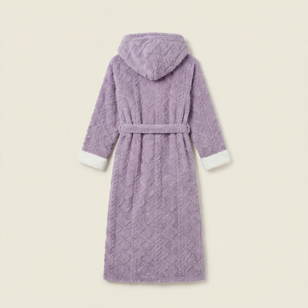 Peignoir Plaid Femme à Capuche Ultra-Long