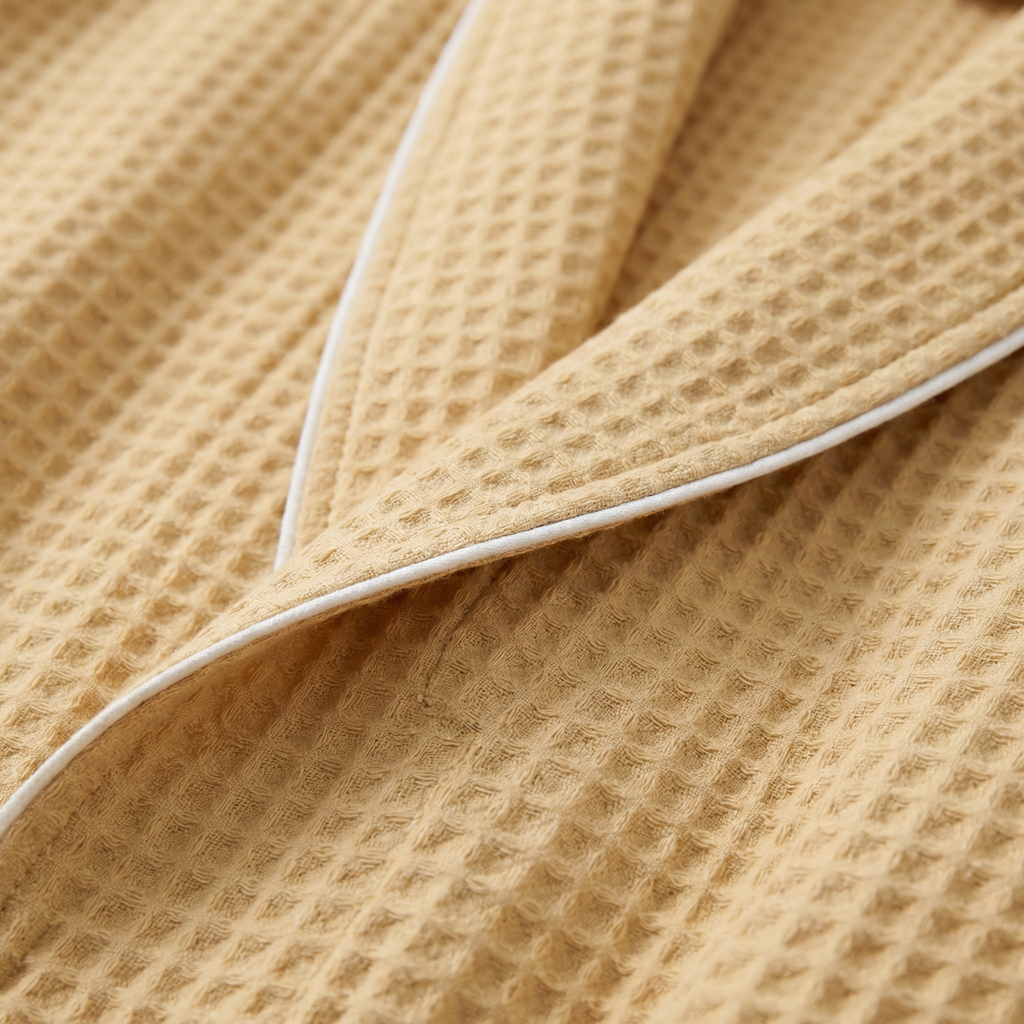 Peignoir Nid d'Abeille Long Minimaliste en Coton