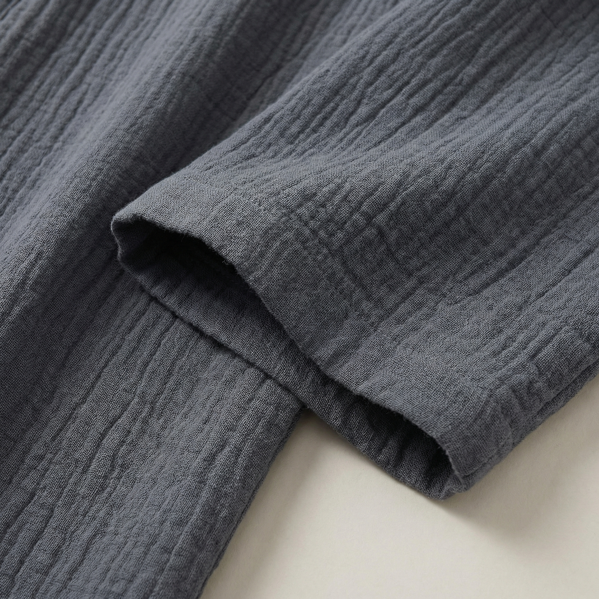 Peignoir Homme Coton Gaufré Coupe Kimono Gris