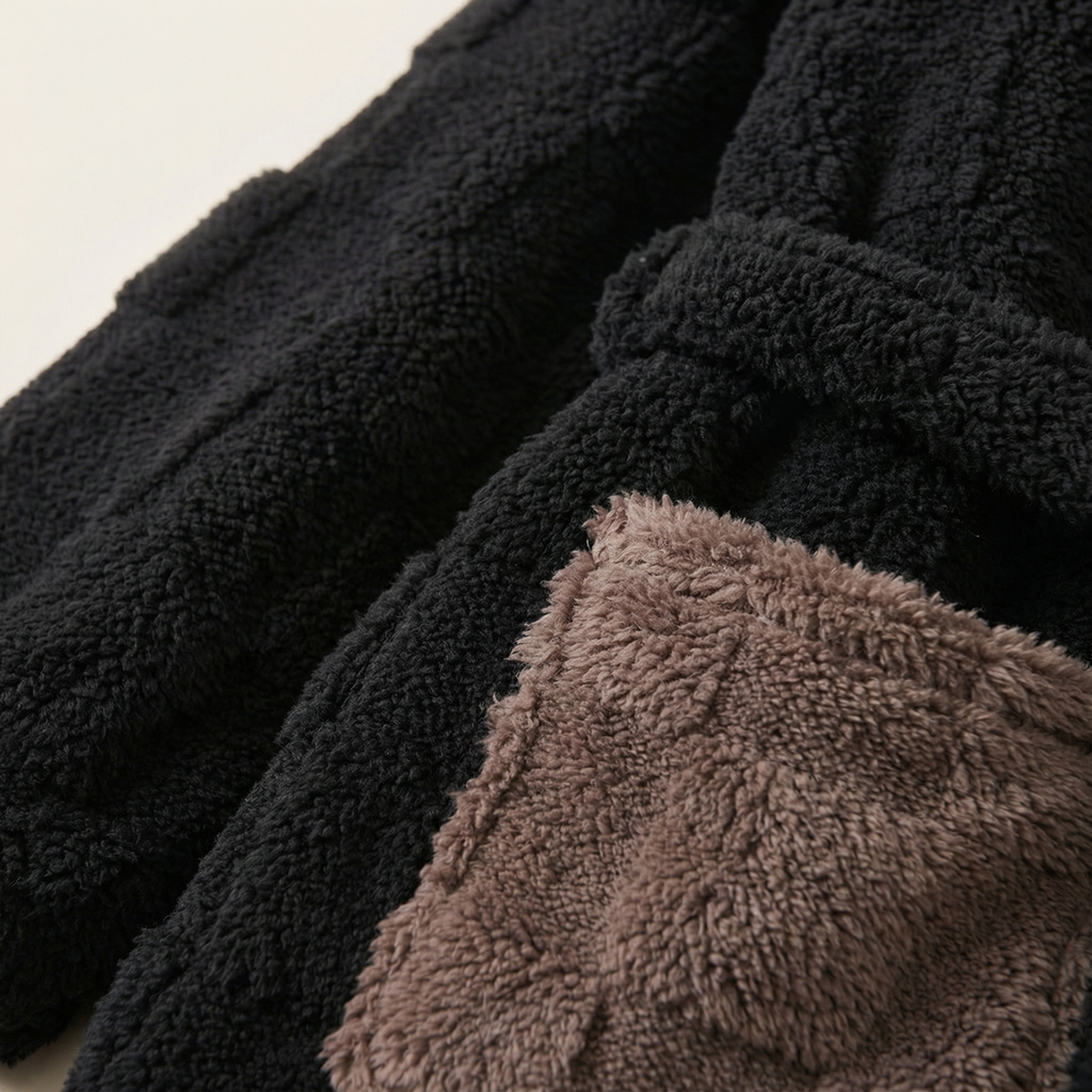 Peignoir Polaire à Boutons Long & Chaud avec Capuche