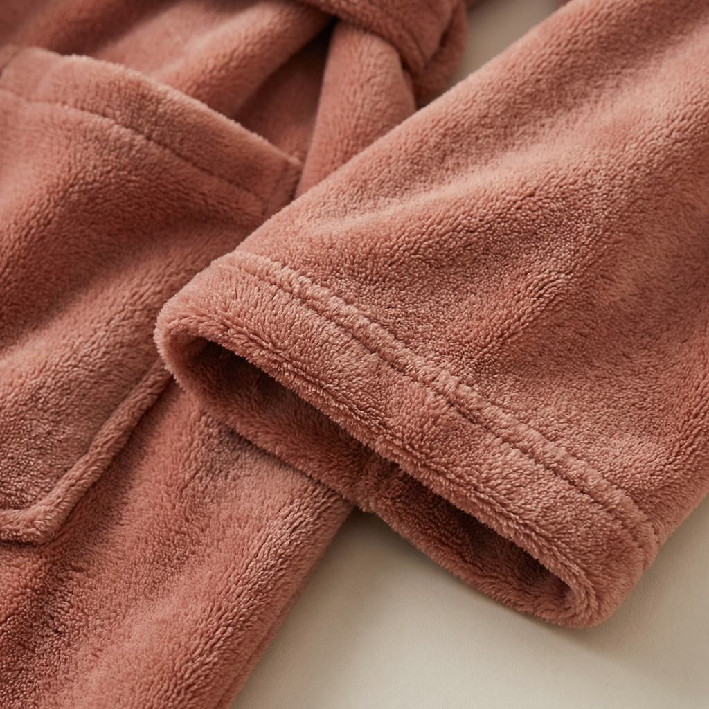 Peignoir Polaire Mi-Long Texture Peluche