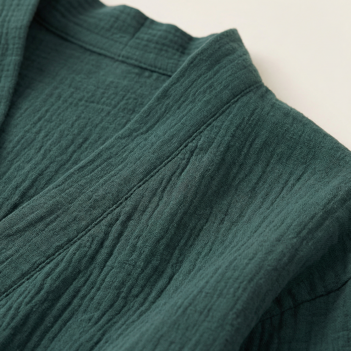 Peignoir Kimono Femme en Coton Effet Froissé