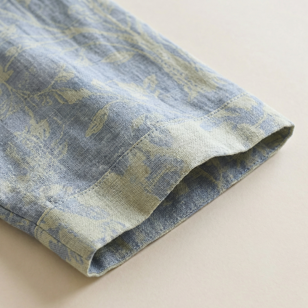 Peignoir Kimono Femme en Coton Léger Brodé Fleuri