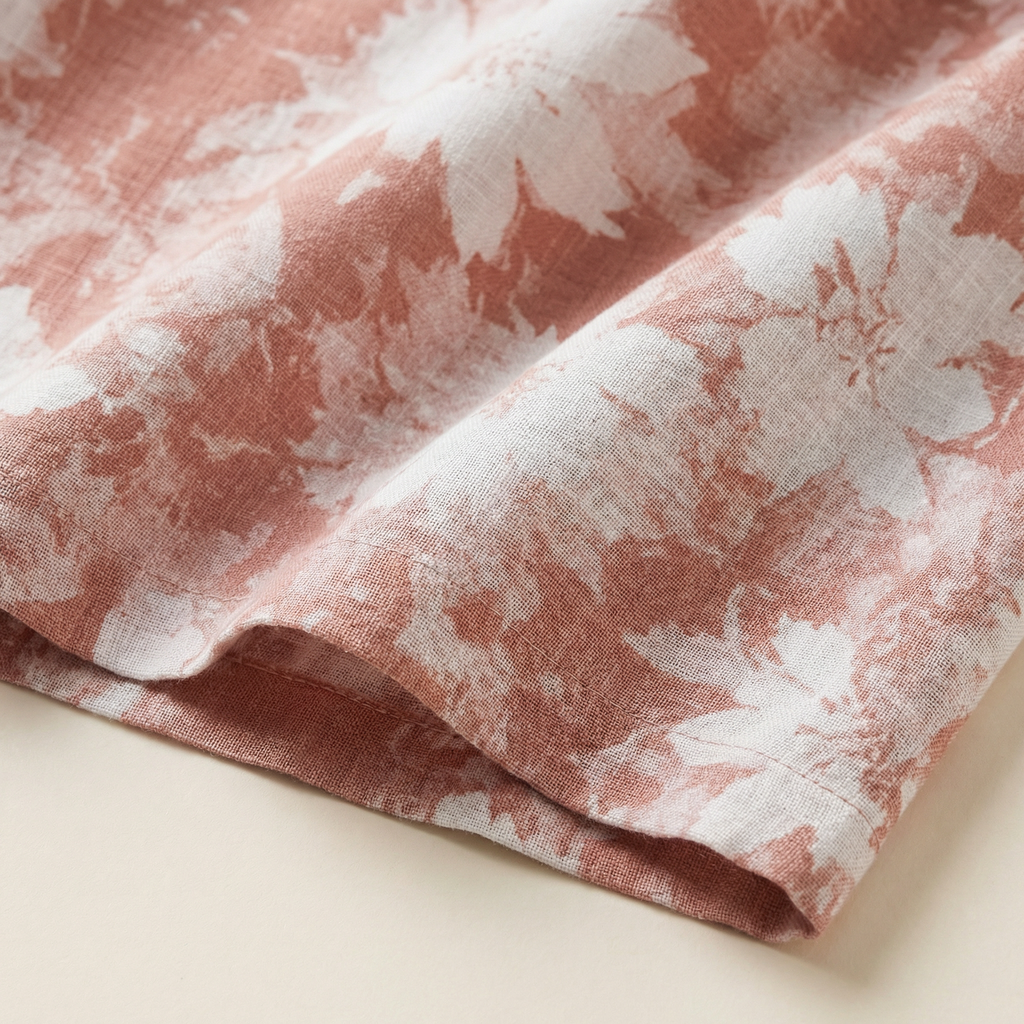 Peignoir Femme Coton Léger Motif Floral Coupe Kimono Mi-Long