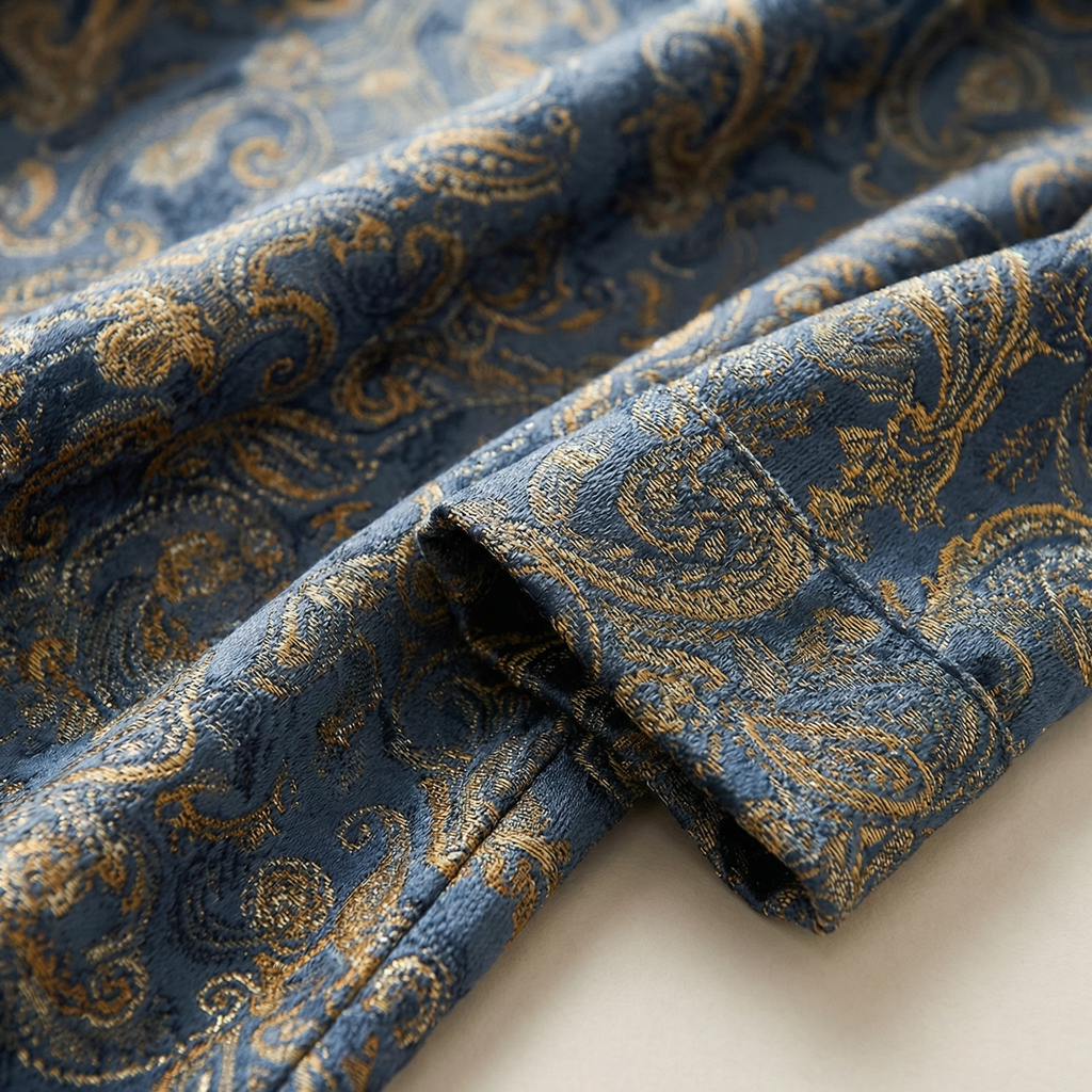 Peignoir Kimono Homme Été en Soie Motif Baroque