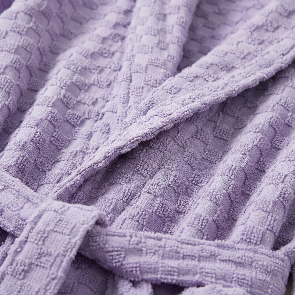 Peignoir Long en Coton Jacquard Damier