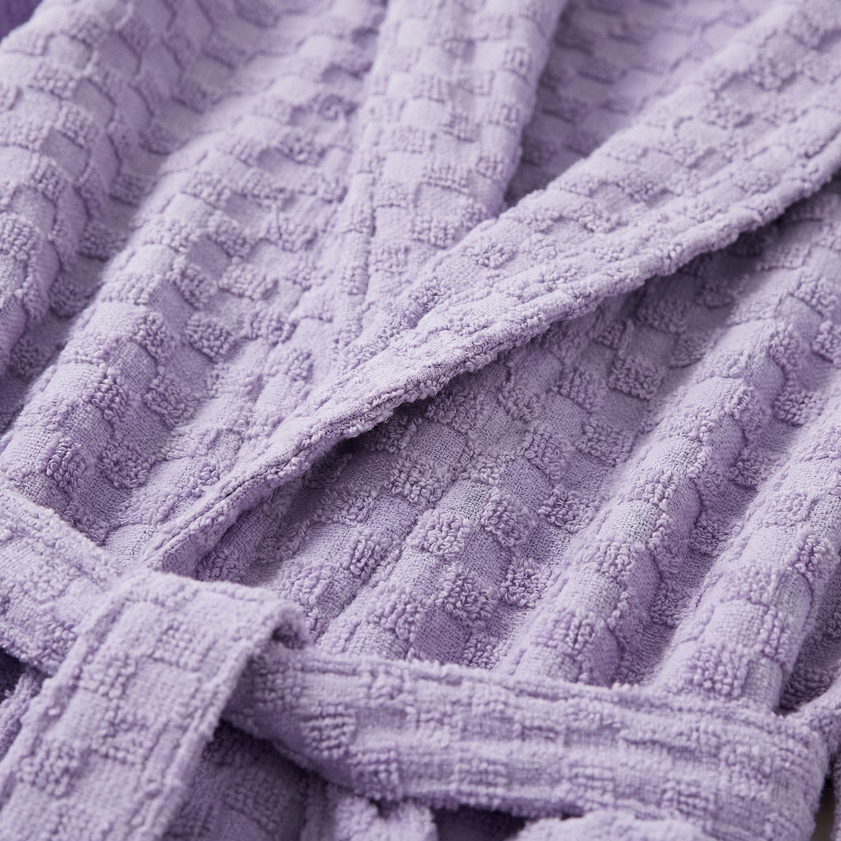 Peignoir Long en Coton Jacquard Damier