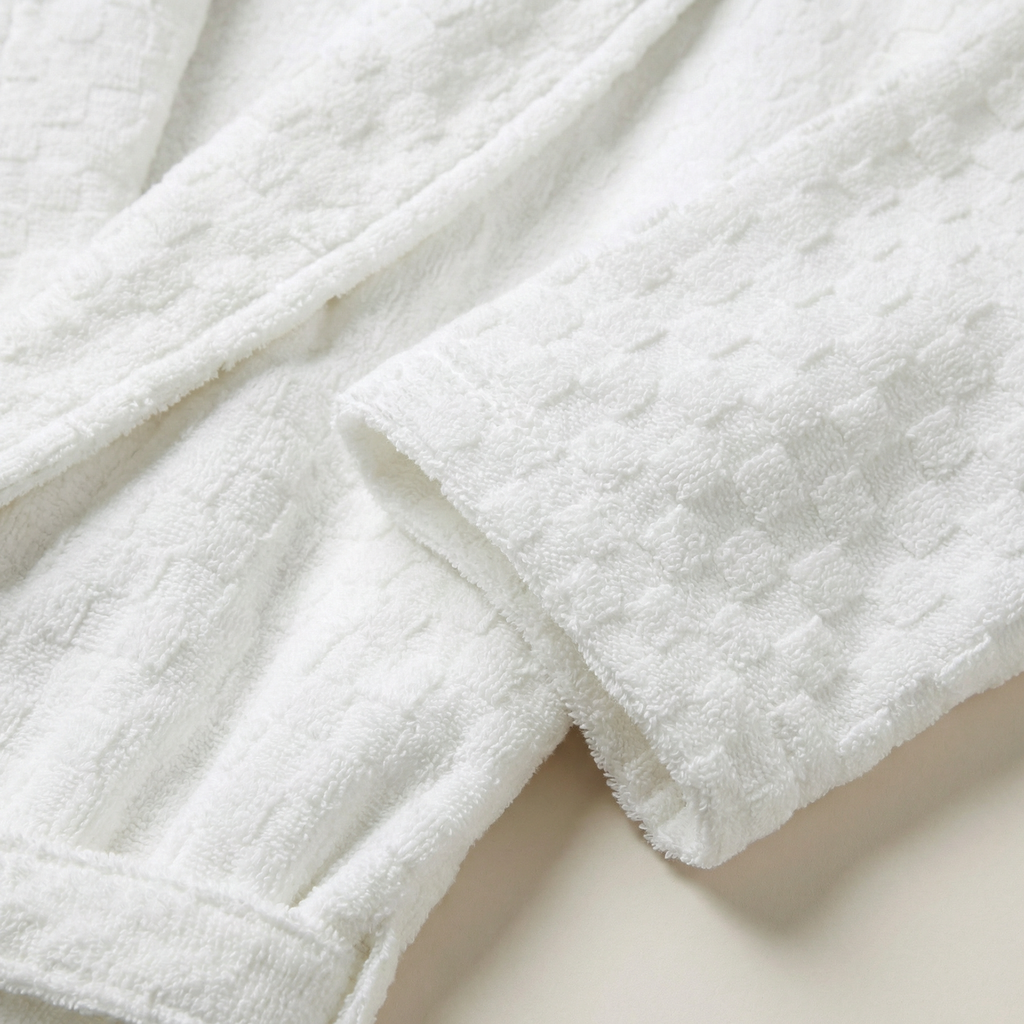 Peignoir Long en Coton Jacquard Damier