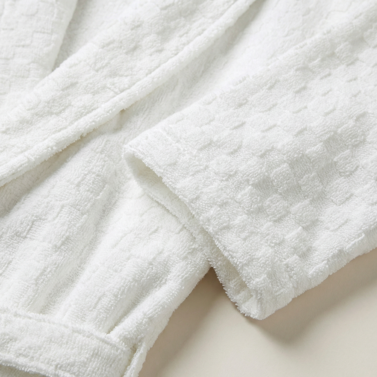 Peignoir Long en Coton Jacquard Damier