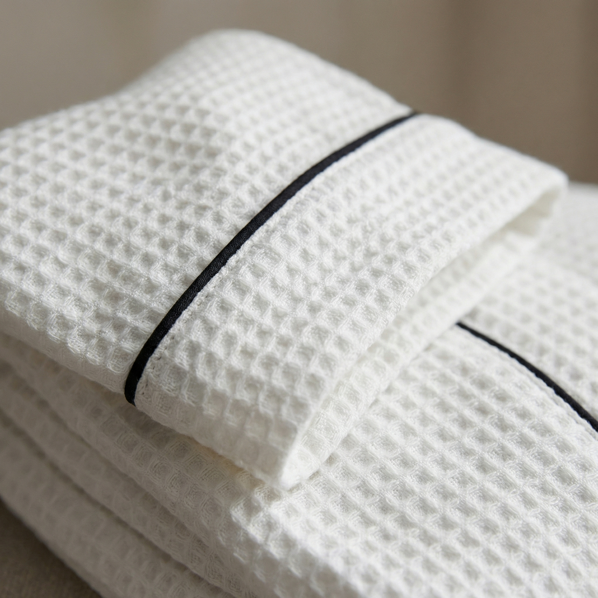 Peignoir Long en Coton Nid d’Abeille Col Châle
