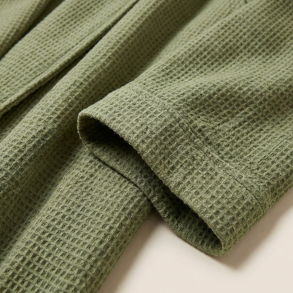Peignoir Long en Coton Nid d’Abeille Col Châle