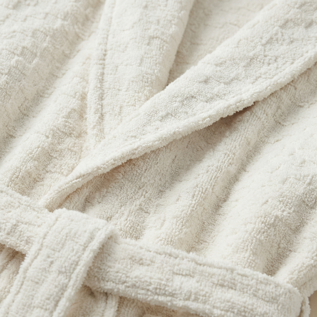 Peignoir Long en Coton Jacquard Damier
