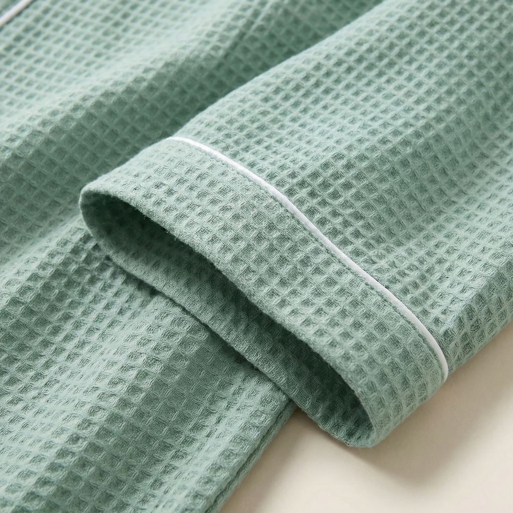 Peignoir Kimono Mixte en Coton Nid d'Abeille Léger