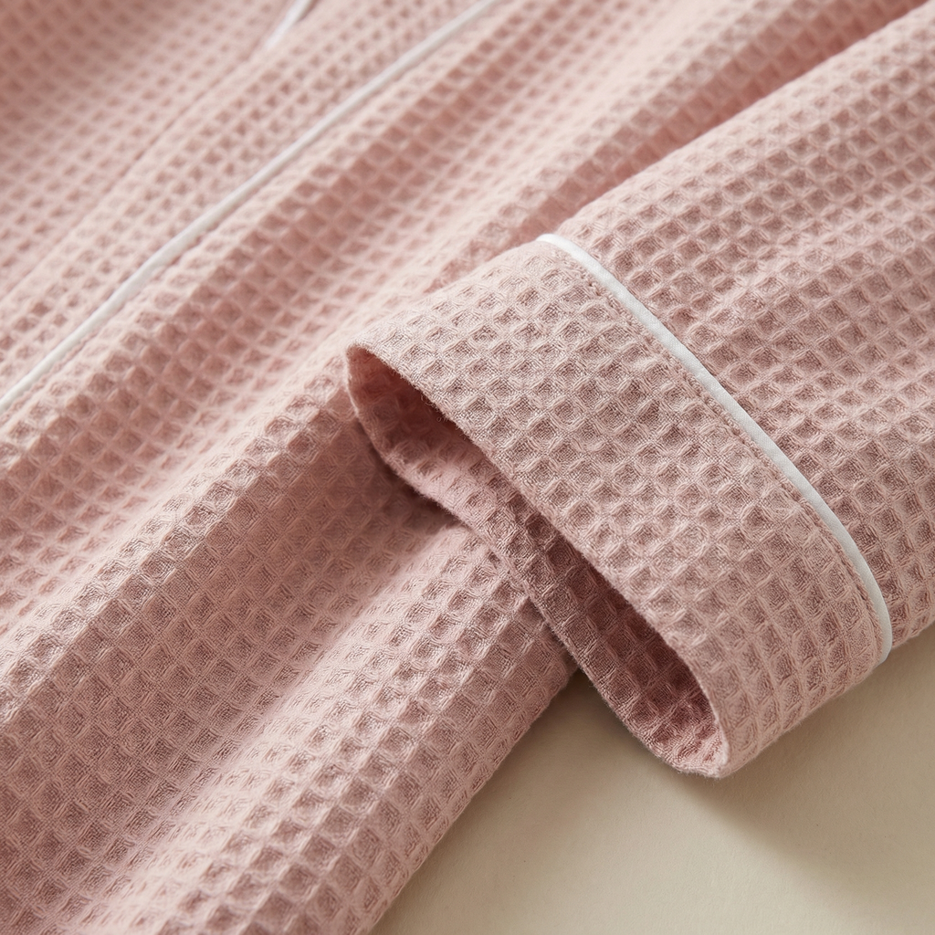 Peignoir Kimono Mixte en Coton Nid d'Abeille Léger