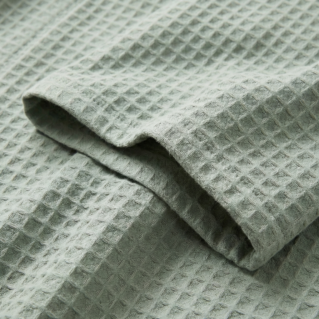 Peignoir Kimono Mixte en Coton Nid d’Abeille Long et Léger