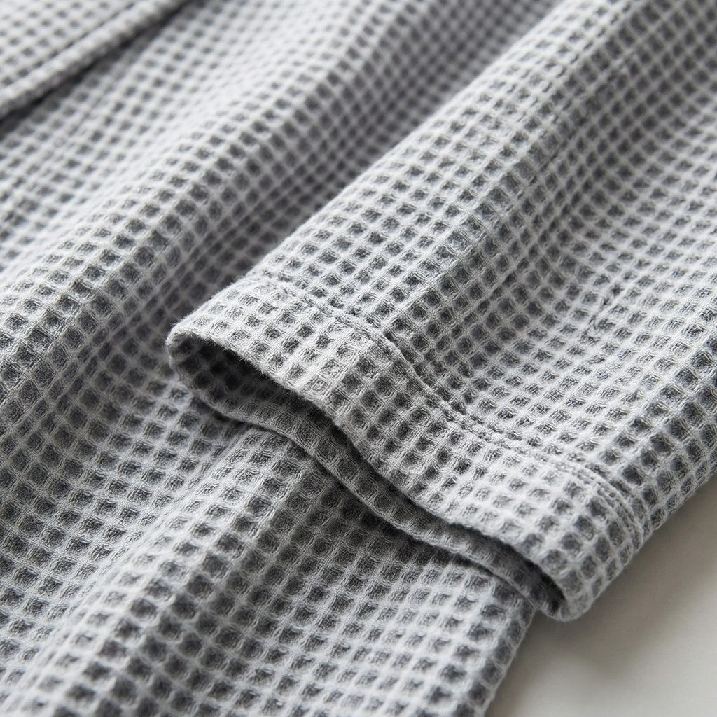 Peignoir Kimono en Gaze de Coton Petits Carreaux