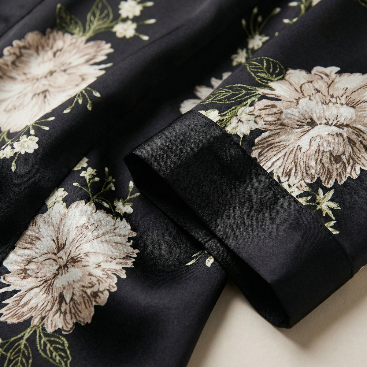Peignoir Kimono Long Femme en Satin Imprimé Floral