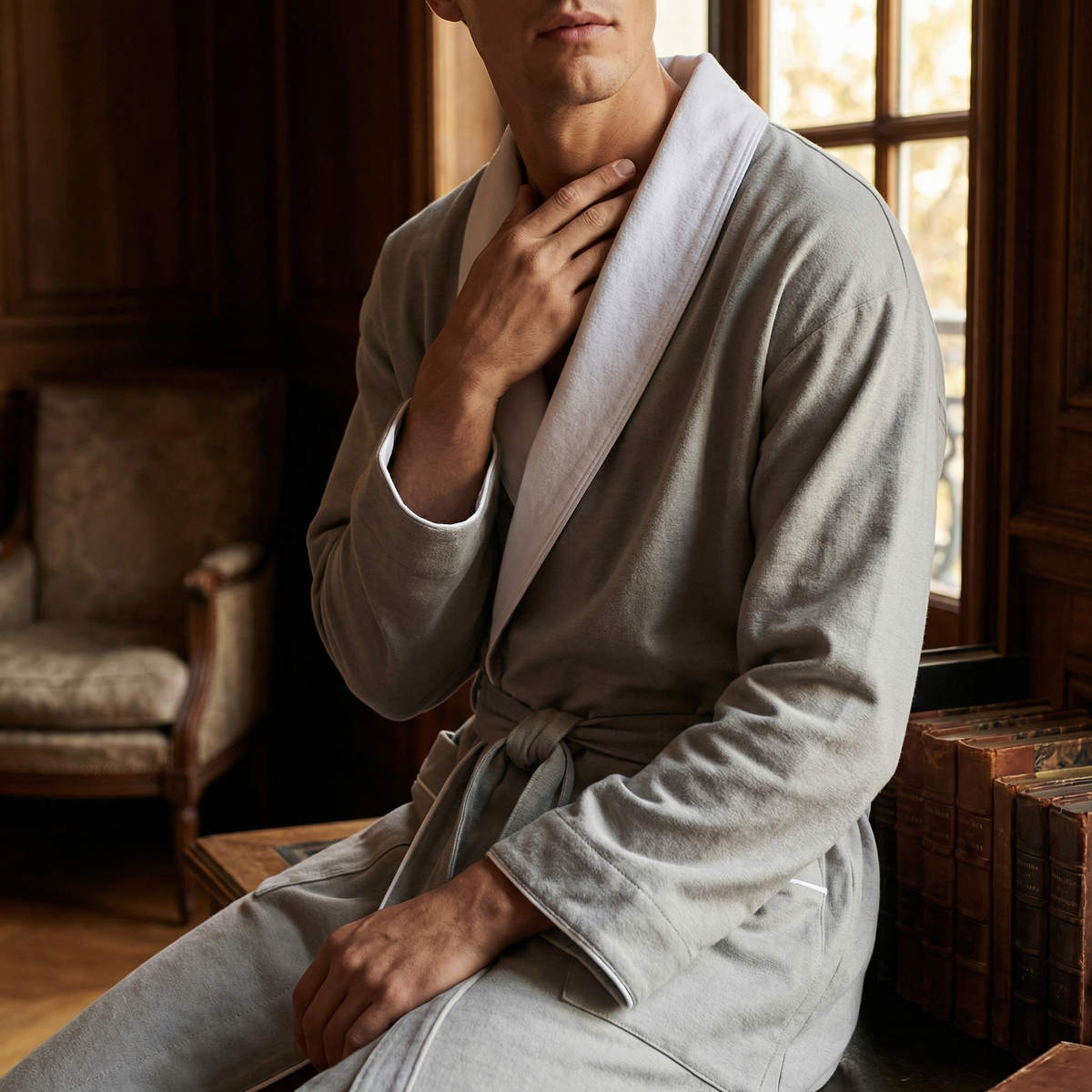 Peignoir Coloré Col Blanc Contrasté