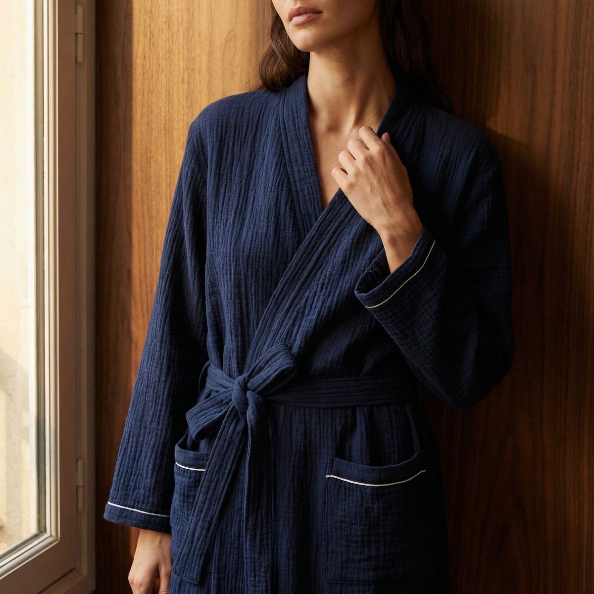 Peignoir en Gaze de Coton Respirant